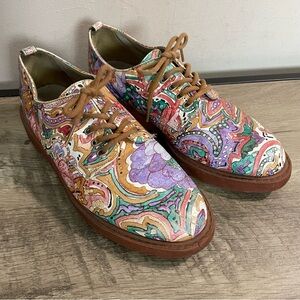Men's VINTAGE 80's Colorful HAND PAINTED Abstract LACE-UP Oxfords SHOES 9 1/2 M